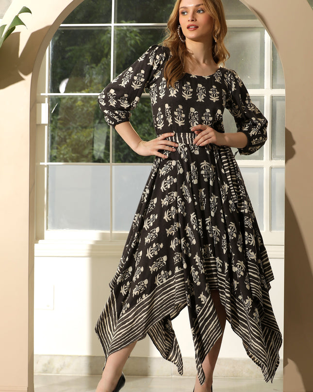 Printed Fit and Flare Dress for Women