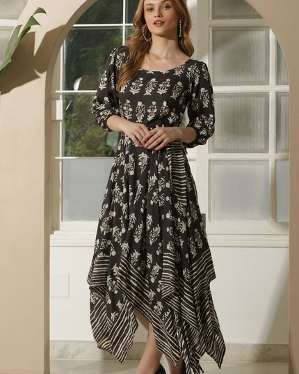 Printed Fit and Flare Dress for Women
