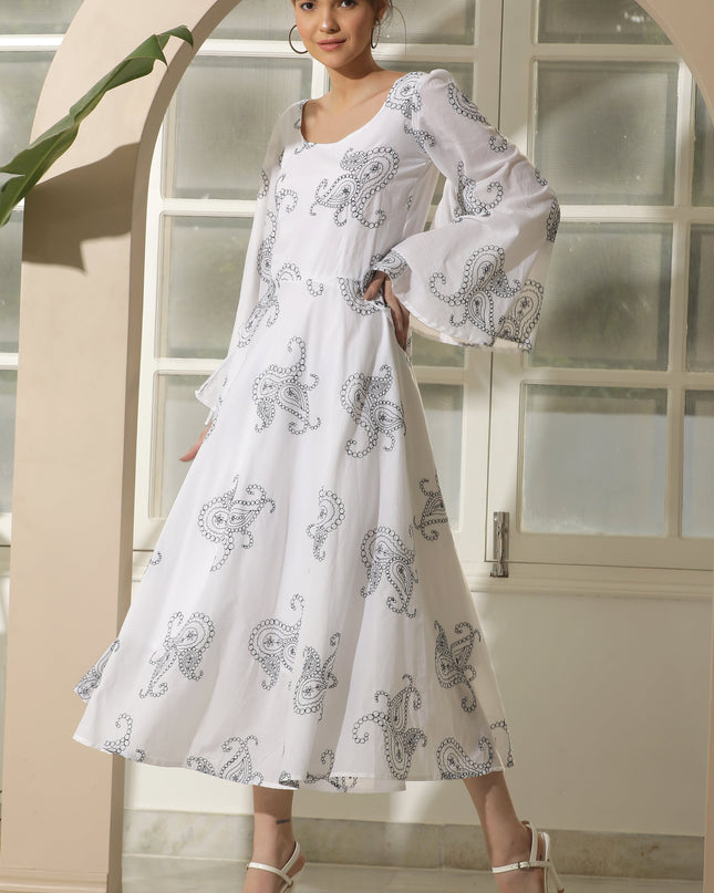 Elegant White Embroidered Casual Dress Canada