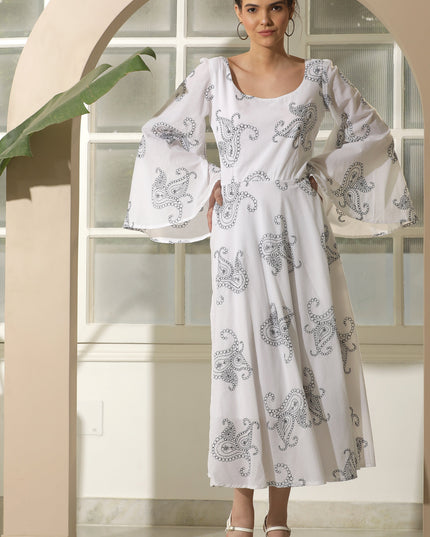Elegant White Embroidered Casual Dress Canada