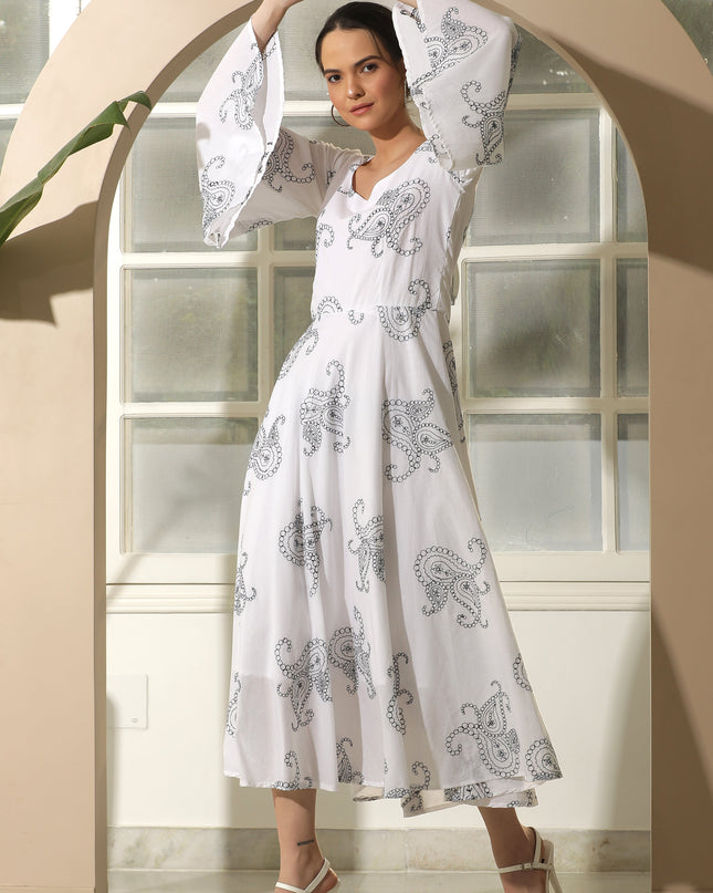 Elegant White Embroidered Casual Dress Canada