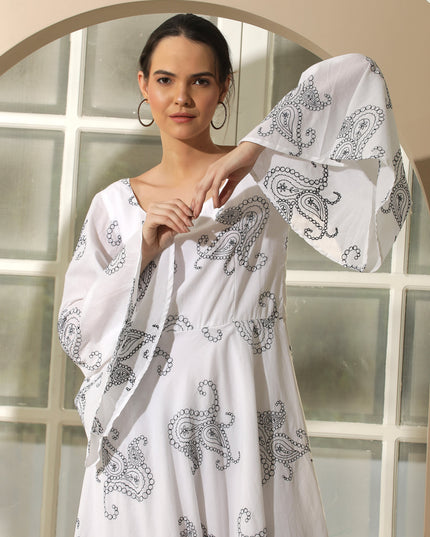 Elegant White Embroidered Casual Dress Canada