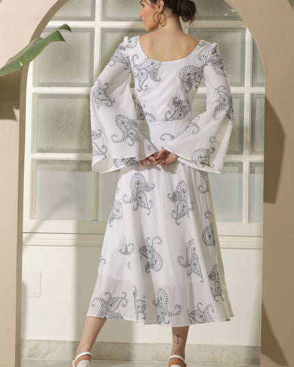Elegant White Embroidered Casual Dress Canada