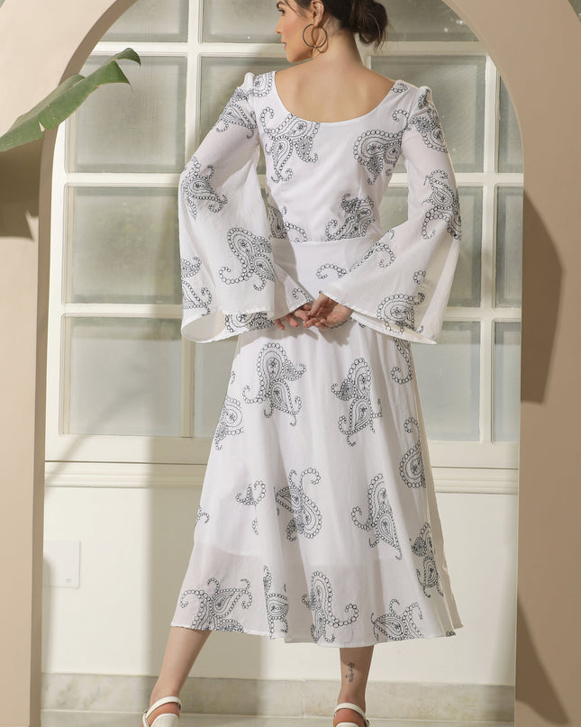 Elegant White Embroidered Casual Dress Canada
