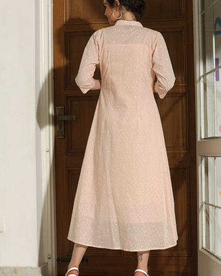 Elegant Peach Jacket Dress Set for Women