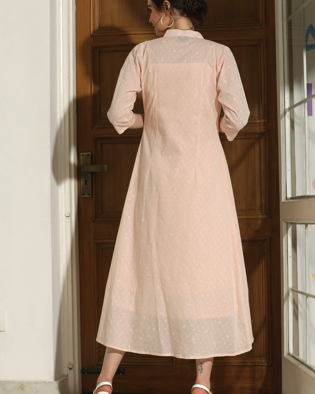Elegant Peach Jacket Dress Set for Women