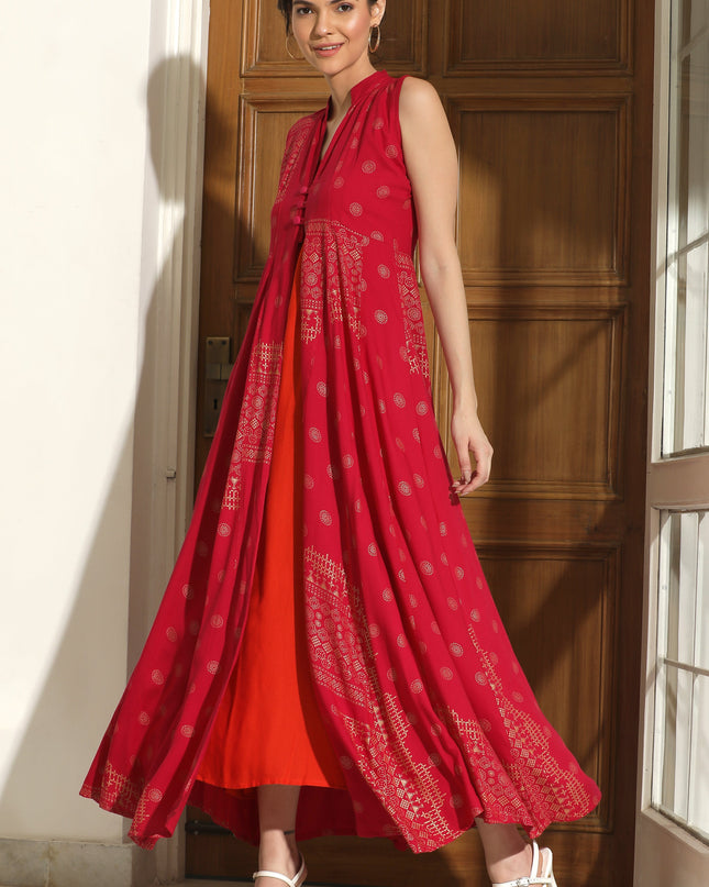 Pink Jacket Style Dress Set Canada – Festive Fusion Outfit