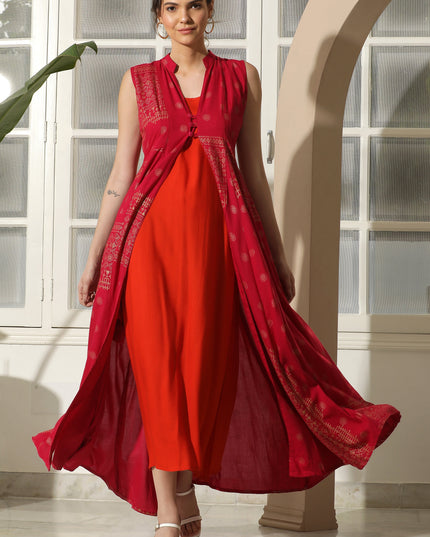 Pink Jacket Style Dress Set Canada – Festive Fusion Outfit