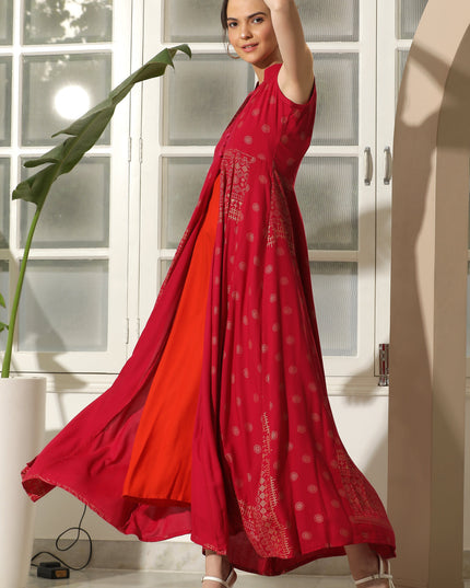 Pink Jacket Style Dress Set Canada – Festive Fusion Outfit