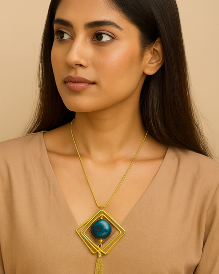 Gold Geometric Tassel Necklace for Women
