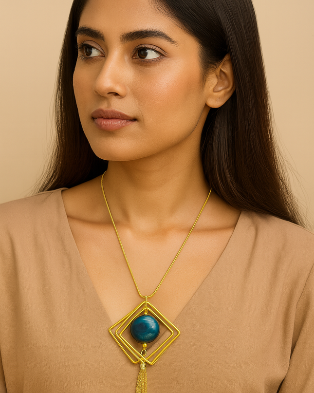 Gold Geometric Tassel Necklace for Women