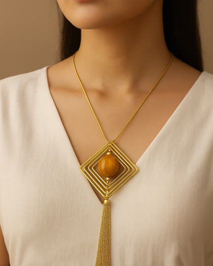 Gold Geometric Statement Necklace for Women