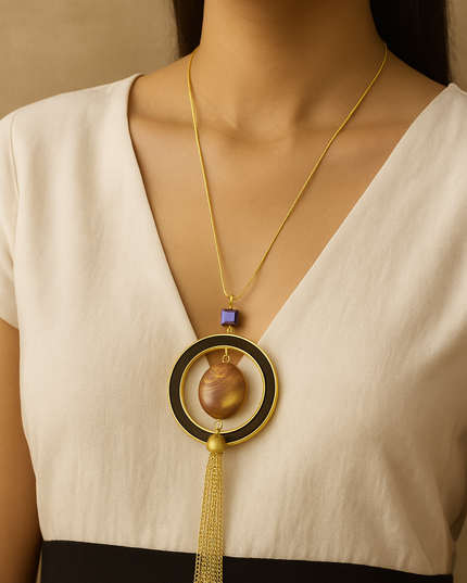 Antique Gold Long Tassel Necklace for Women