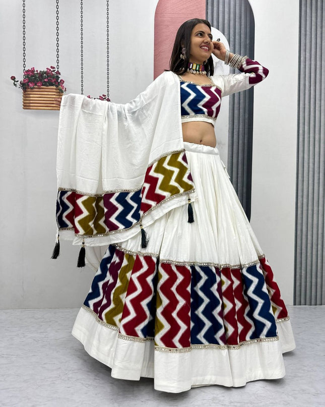 Fashion Dream Women White Pure Cotton Lehenga