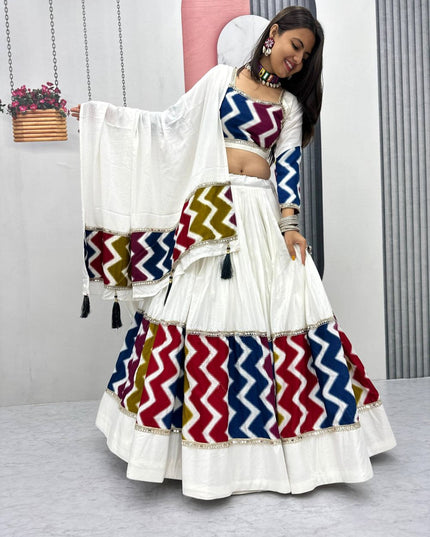 Fashion Dream Women White Pure Cotton Lehenga