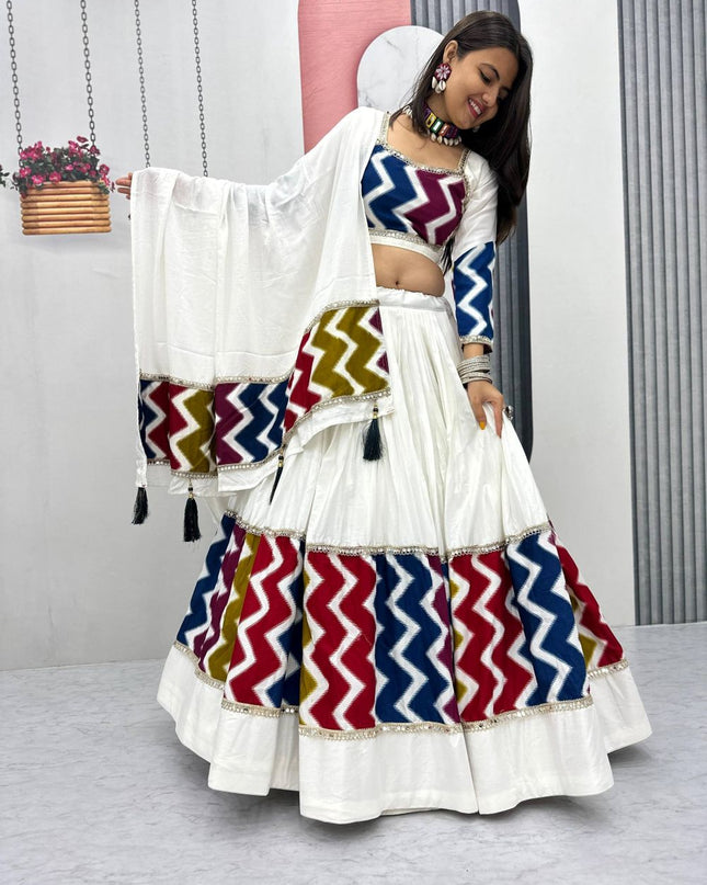 Fashion Dream Women White Pure Cotton Lehenga