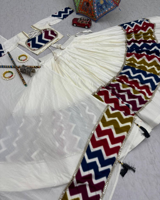 Fashion Dream Women White Pure Cotton Lehenga