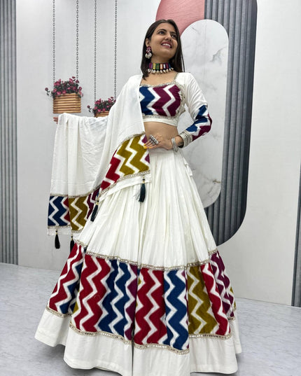 Fashion Dream Women White Pure Cotton Lehenga