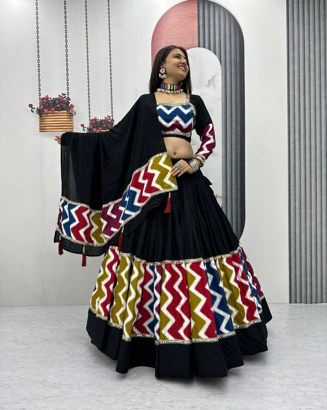 Fashion Dream Women Black Pure Cotton Lehenga