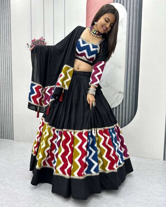 Fashion Dream Women Black Pure Cotton Lehenga