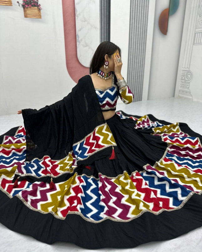 Fashion Dream Women Black Pure Cotton Lehenga