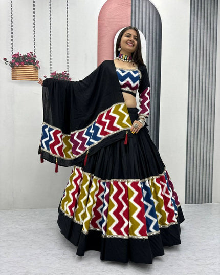 Fashion Dream Women Black Pure Cotton Lehenga
