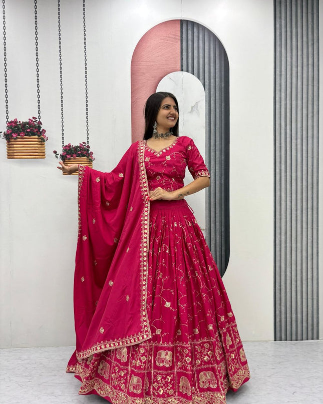 Fashion Dream Women Magenta crepe Silk Lehenga