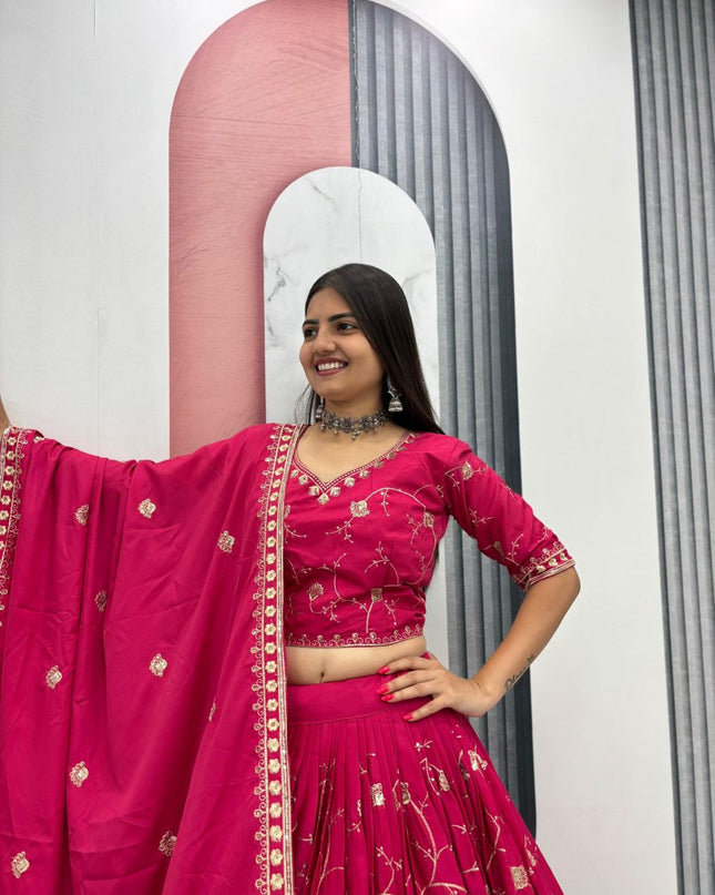 Fashion Dream Women Magenta crepe Silk Lehenga