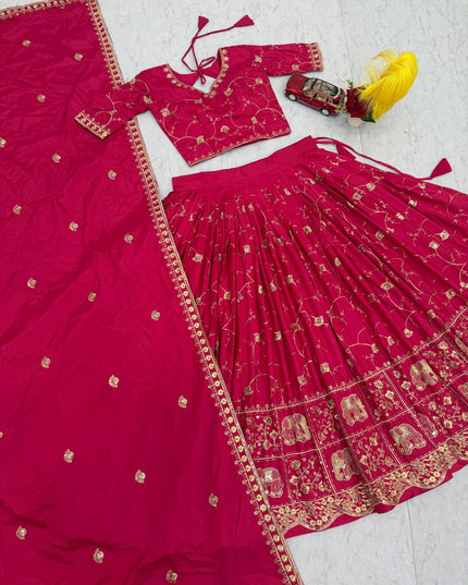 Fashion Dream Women Magenta crepe Silk Lehenga