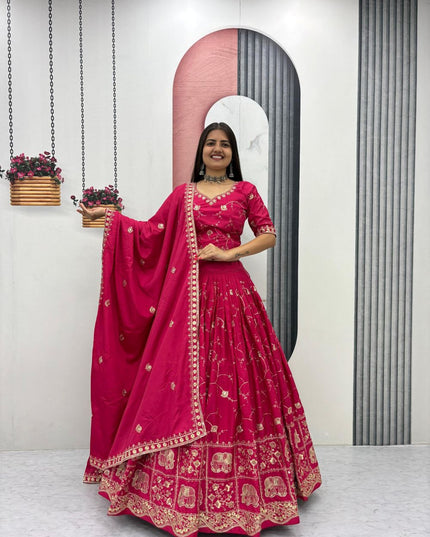 Fashion Dream Women Magenta crepe Silk Lehenga