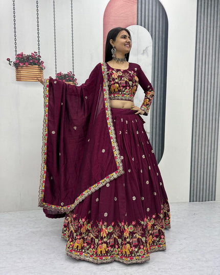 Fashion Dream Women Wine Chinon Lehenga