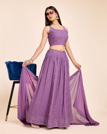 Fashion Dream Women Lavender Heavy Fox Georgette  Lehenga