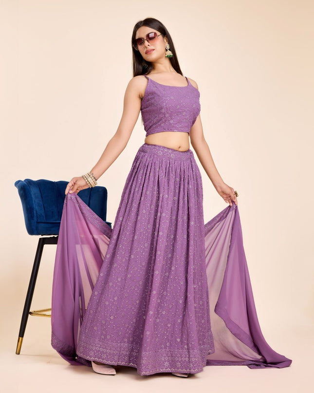 Fashion Dream Women Lavender Heavy Fox Georgette  Lehenga