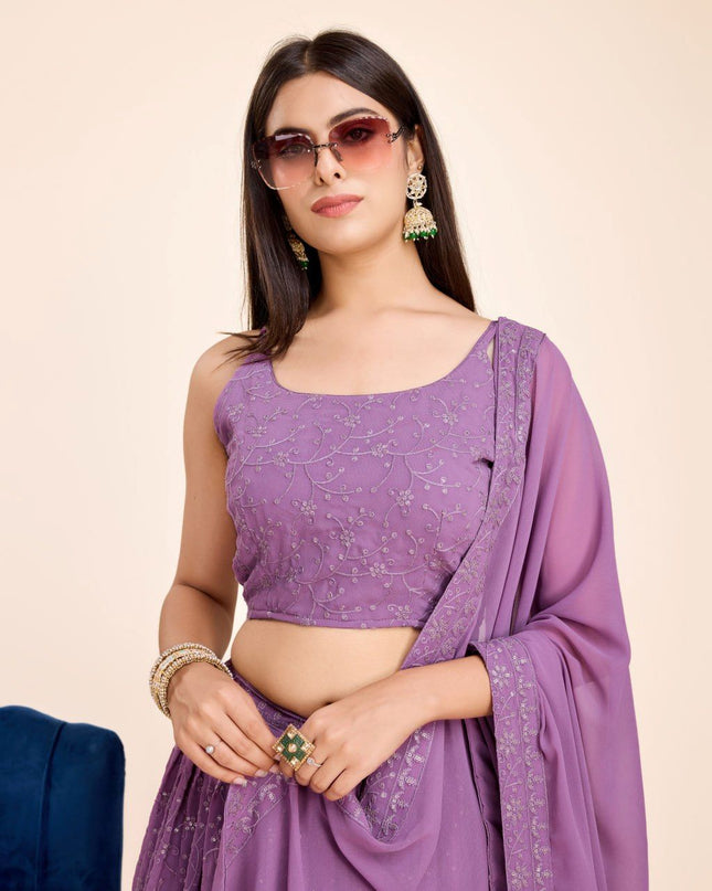 Fashion Dream Women Lavender Heavy Fox Georgette  Lehenga