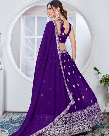 Fashion Dream Women Purple Heavy Faux Georgette Silk Lehenga
