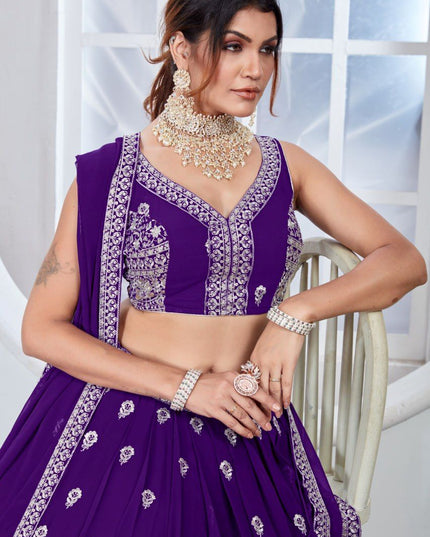 Fashion Dream Women Purple Heavy Faux Georgette Silk Lehenga