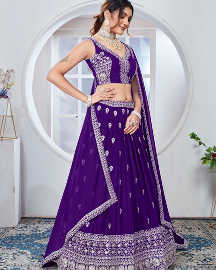 Fashion Dream Women Purple Heavy Faux Georgette Silk Lehenga
