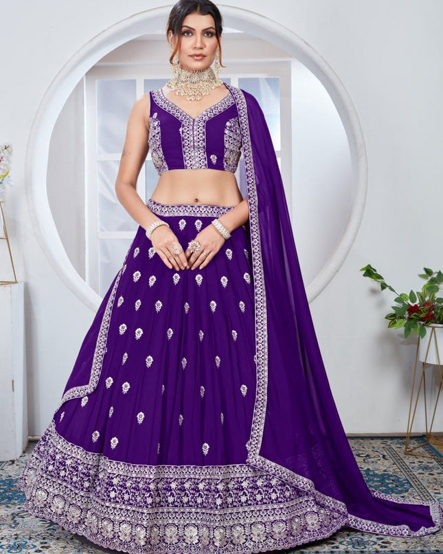 Fashion Dream Women Purple Heavy Faux Georgette Silk Lehenga