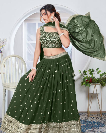 Fashion Dream Women Green Heavy Fox Georgette Lehenga