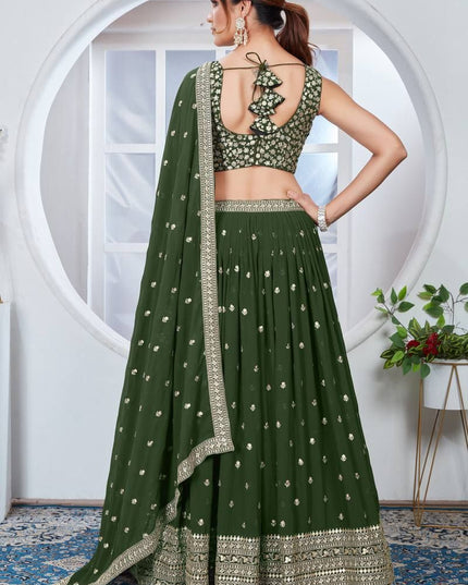 Fashion Dream Women Green Heavy Fox Georgette Lehenga
