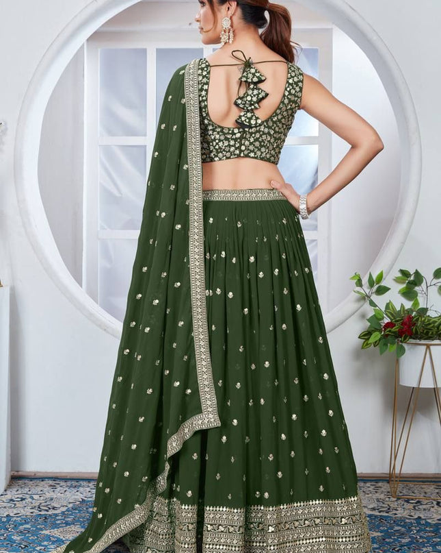 Fashion Dream Women Green Heavy Fox Georgette Lehenga
