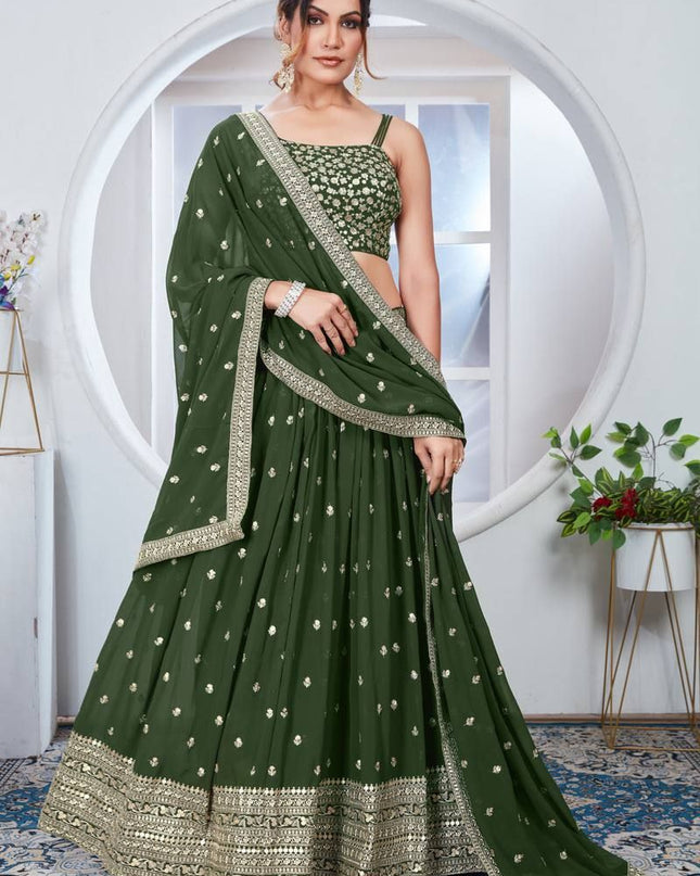 Fashion Dream Women Green Heavy Fox Georgette Lehenga