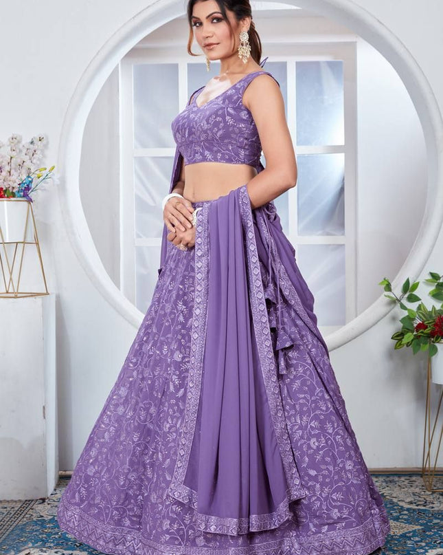 Fashion Dream Women Lavender Heavy Fox Georgette Lehenga