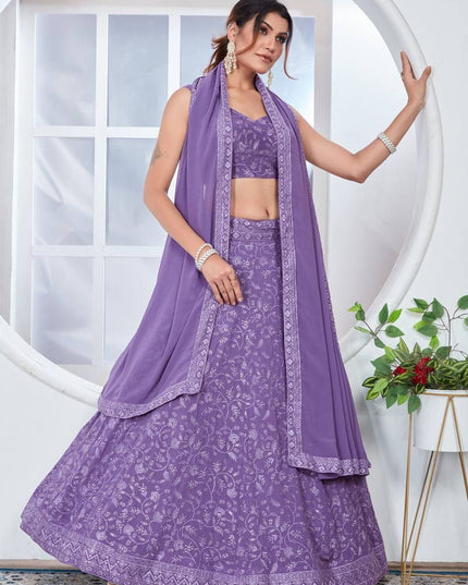 Fashion Dream Women Lavender Heavy Fox Georgette Lehenga