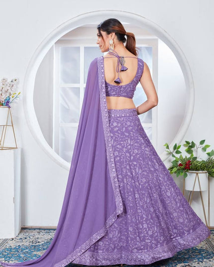 Fashion Dream Women Lavender Heavy Fox Georgette Lehenga