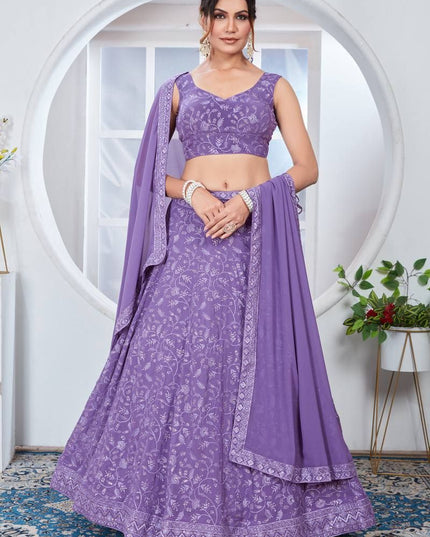 Fashion Dream Women Lavender Heavy Fox Georgette Lehenga
