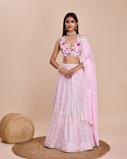 Fashion Dream Women Pink Heavy Fox Georgette  Lehenga