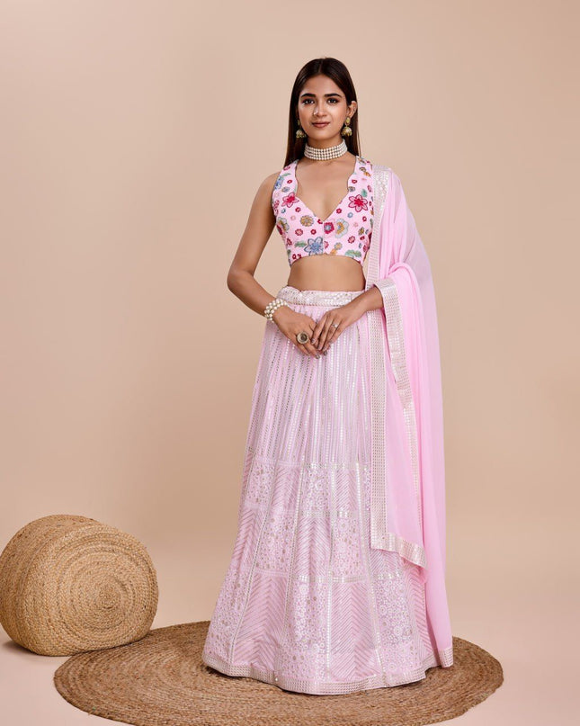Fashion Dream Women Pink Heavy Fox Georgette  Lehenga