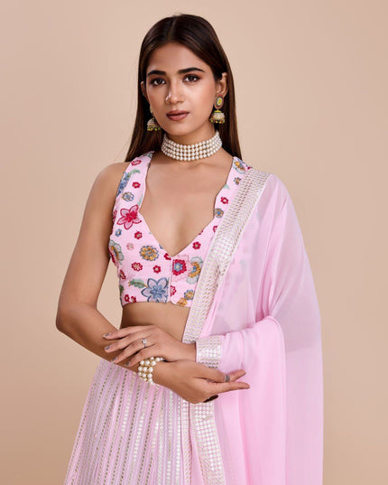 Fashion Dream Women Pink Heavy Fox Georgette  Lehenga