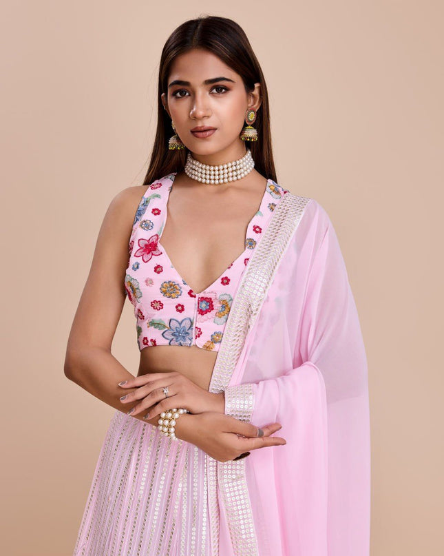 Fashion Dream Women Pink Heavy Fox Georgette  Lehenga